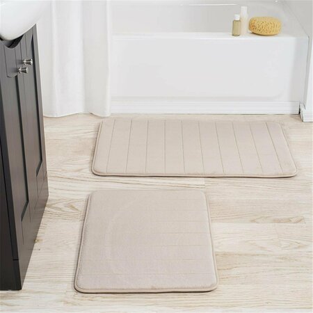 DAPHNES DINNETTE 2 Piece Memory Foam Striped Bath Mat Set - Beige DA3862142